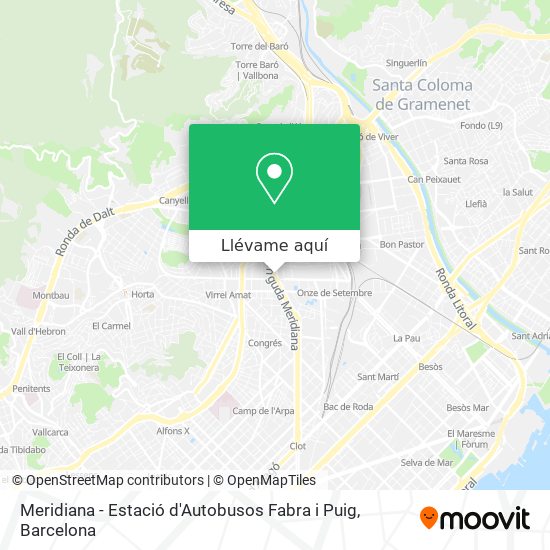 Mapa Meridiana - Estació d'Autobusos Fabra i Puig
