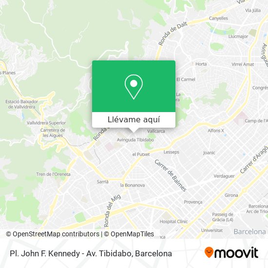 Mapa Pl. John F. Kennedy - Av. Tibidabo