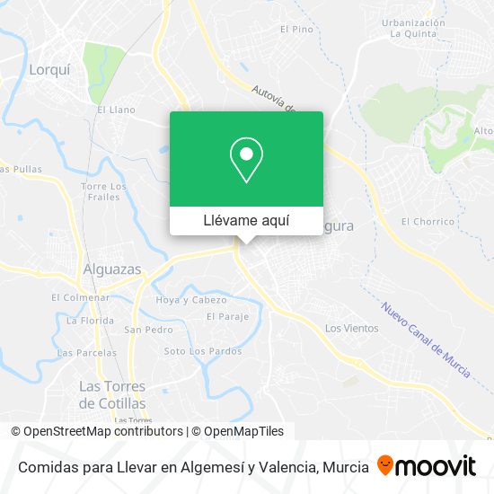 Mapa Comidas para Llevar en Algemesí y Valencia