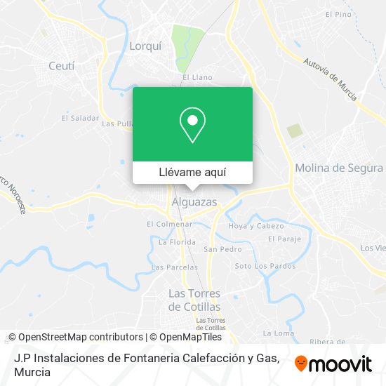 Mapa J.P Instalaciones de Fontaneria Calefacción y Gas