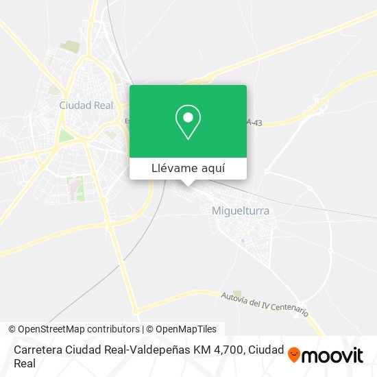 Mapa Carretera Ciudad Real-Valdepeñas KM 4,700