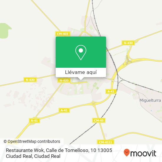 Mapa Restaurante Wok, Calle de Tomelloso, 10 13005 Ciudad Real