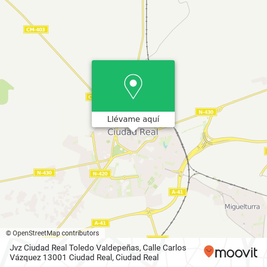 Mapa Jvz Ciudad Real Toledo Valdepeñas, Calle Carlos Vázquez 13001 Ciudad Real