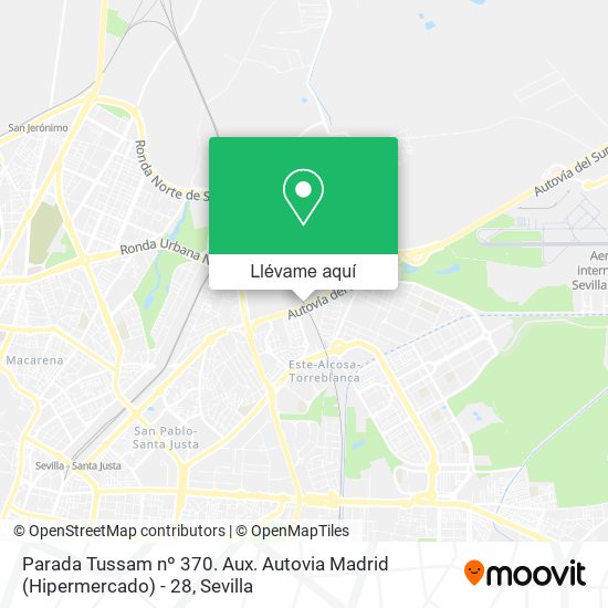 Mapa Parada Tussam nº 370. Aux. Autovia Madrid (Hipermercado) - 28
