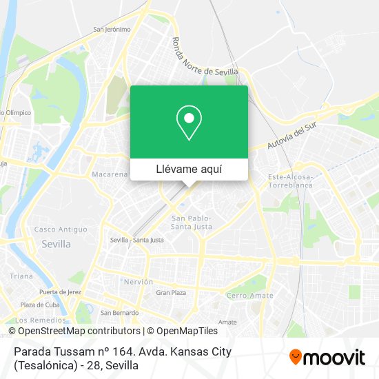 Mapa Parada Tussam nº 164. Avda. Kansas City (Tesalónica) - 28