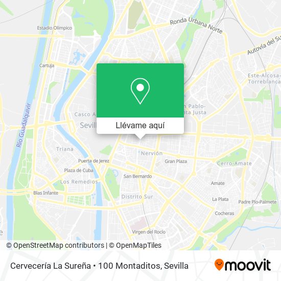 Mapa Cervecería La Sureña • 100 Montaditos