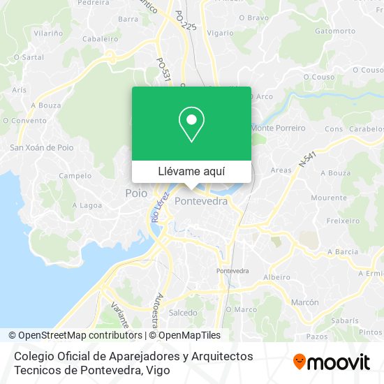 Mapa Colegio Oficial de Aparejadores y Arquitectos Tecnicos de Pontevedra