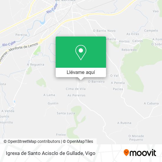 Mapa Igrexa de Santo Acisclo de Gullade