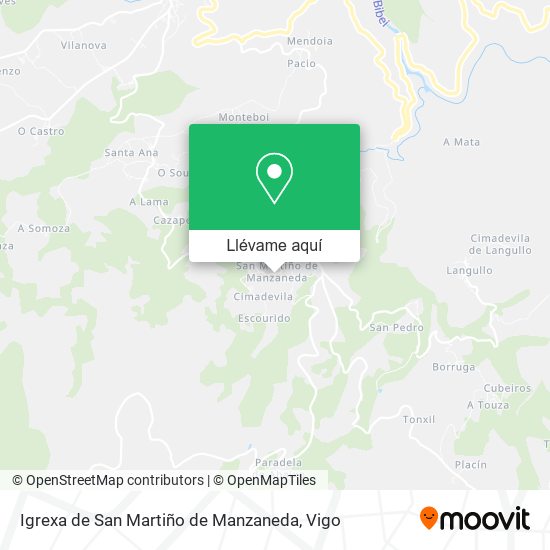 Mapa Igrexa de San Martiño de Manzaneda