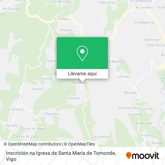 Mapa Inscrición na Igrexa de Santa María de Tomonde