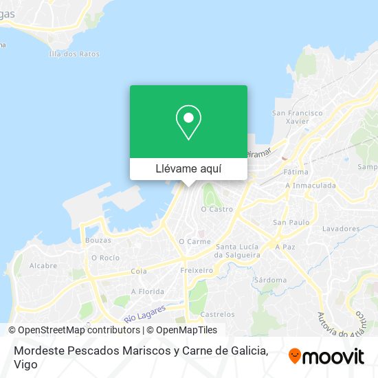 Mapa Mordeste Pescados Mariscos y Carne de Galicia