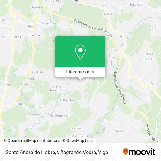 Mapa Santo Andre de Illobre, viñogrande Vedra