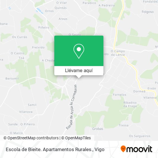 Mapa Escola de Bieite. Apartamentos Rurales.