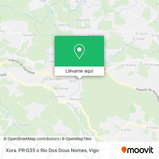 Mapa Xora. PR-G35 o Río Dos Dous Nomes
