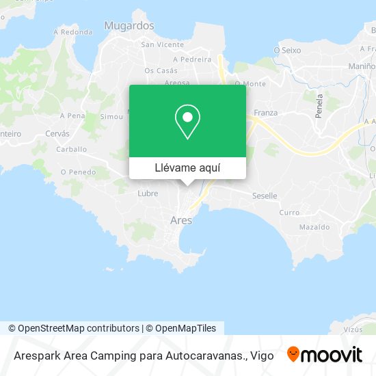 Mapa Arespark Area Camping para Autocaravanas.