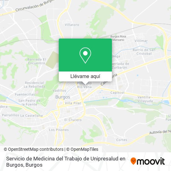Mapa Servicio de Medicina del Trabajo de Unipresalud en Burgos