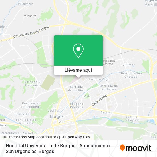 Mapa Hospital Universitario de Burgos - Aparcamiento Sur / Urgencias