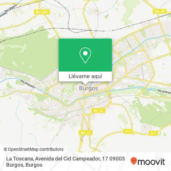 Mapa La Toscana, Avenida del Cid Campeador, 17 09005 Burgos