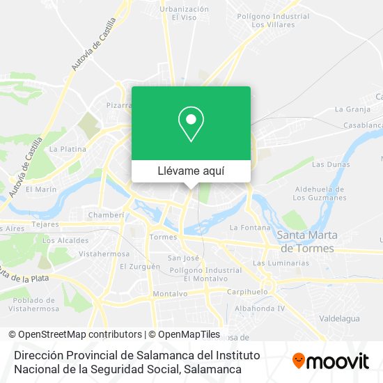 Mapa Dirección Provincial de Salamanca del Instituto Nacional de la Seguridad Social