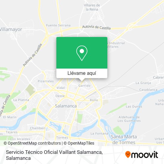 Mapa Servicio Técnico Oficial Vaillant Salamanca