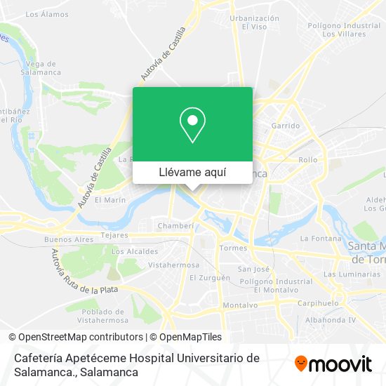 Mapa Cafetería Apetéceme Hospital Universitario de Salamanca.