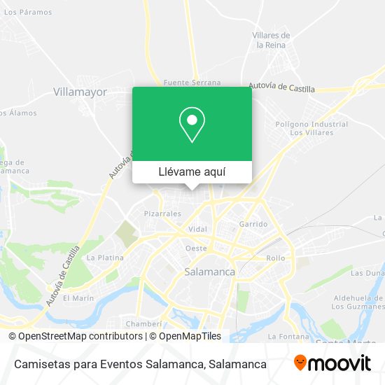 Mapa Camisetas para Eventos Salamanca
