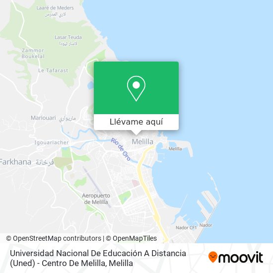 Mapa Universidad Nacional De Educación A Distancia (Uned) - Centro De Melilla