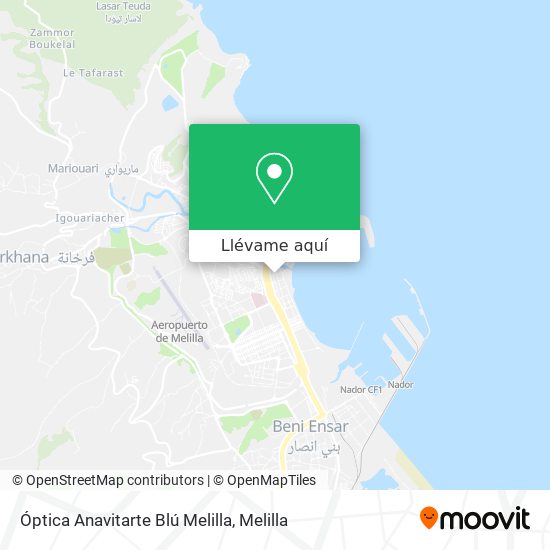 Mapa Óptica Anavitarte Blú Melilla