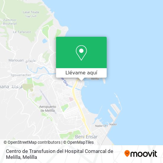 Mapa Centro de Transfusion del Hospital Comarcal de Melilla