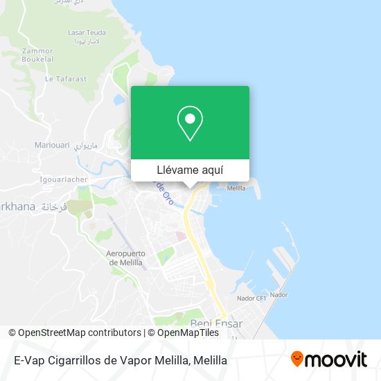 Mapa E-Vap Cigarrillos de Vapor Melilla