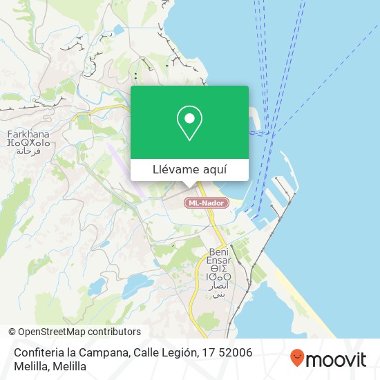Mapa Confiteria la Campana, Calle Legión, 17 52006 Melilla