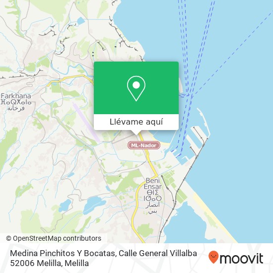 Mapa Medina Pinchitos Y Bocatas, Calle General Villalba 52006 Melilla