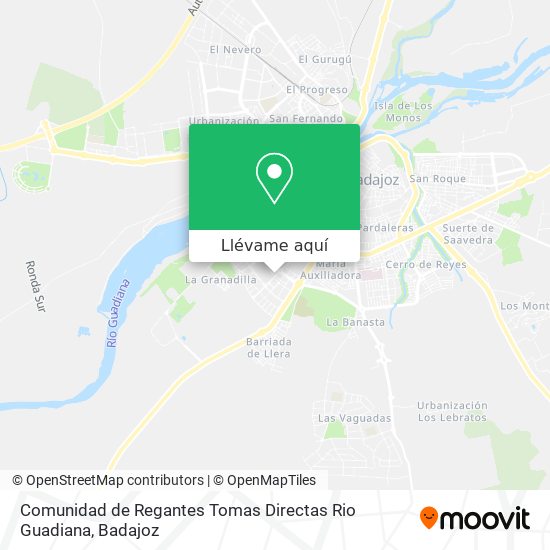 Mapa Comunidad de Regantes Tomas Directas Rio Guadiana