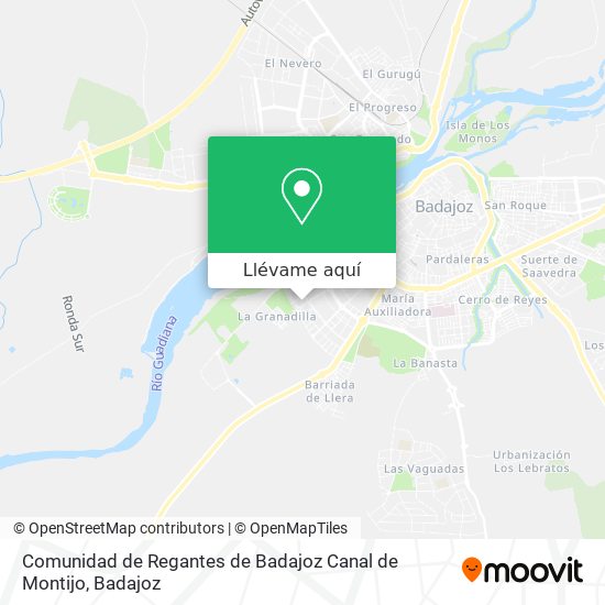 Mapa Comunidad de Regantes de Badajoz Canal de Montijo