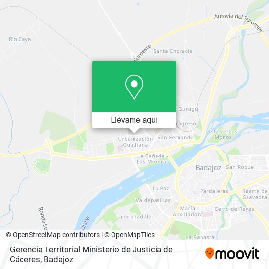Mapa Gerencia Territorial Ministerio de Justicia de Cáceres