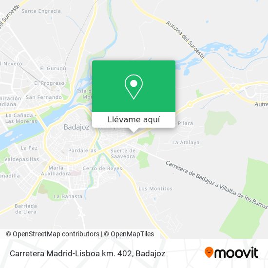 Mapa Carretera Madrid-Lisboa km. 402