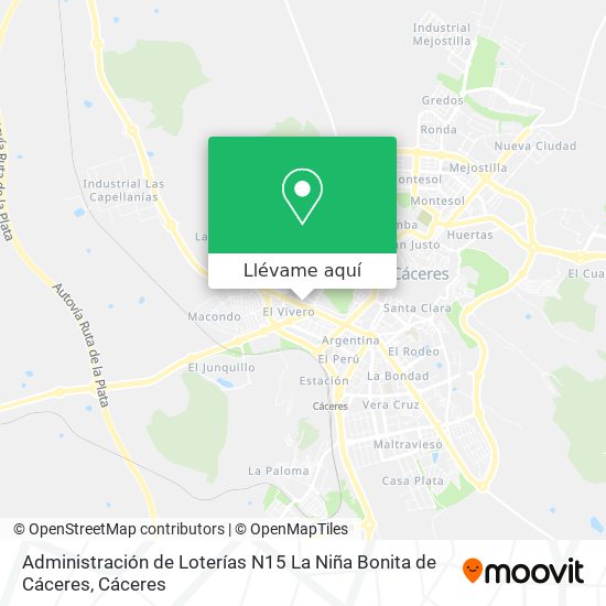 Mapa Administración de Loterías N15 La Niña Bonita de Cáceres