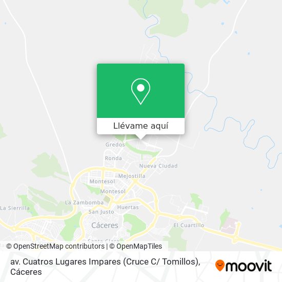 Mapa av. Cuatros Lugares Impares (Cruce C/ Tomillos)