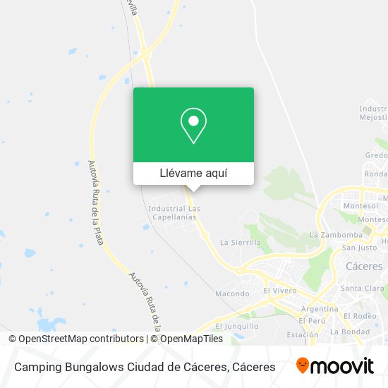 Mapa Camping Bungalows Ciudad de Cáceres