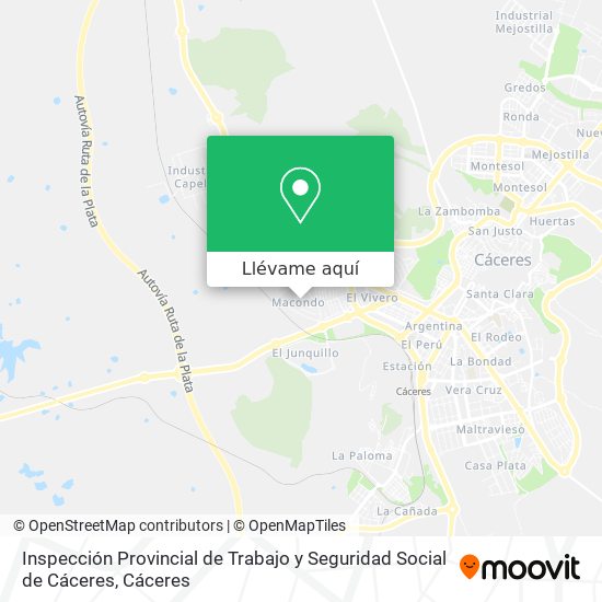 Mapa Inspección Provincial de Trabajo y Seguridad Social de Cáceres