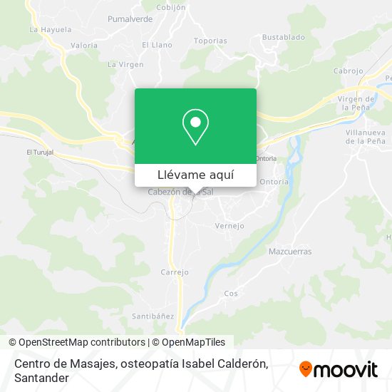 Mapa Centro de Masajes, osteopatía Isabel Calderón