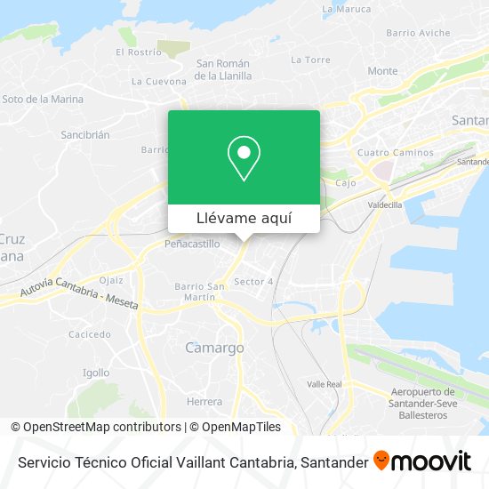 Mapa Servicio Técnico Oficial Vaillant Cantabria