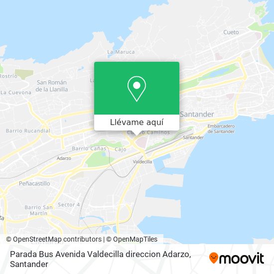 Mapa Parada Bus Avenida Valdecilla direccion Adarzo