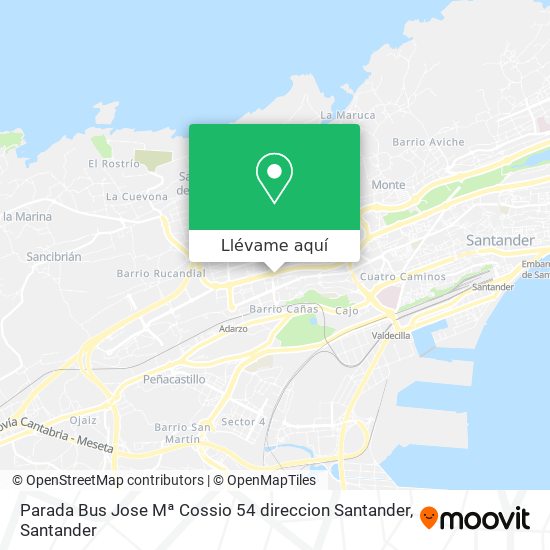 Mapa Parada Bus Jose Mª Cossio 54 direccion Santander