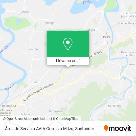 Mapa Área de Servicio AVIA Gornazo M.Izq