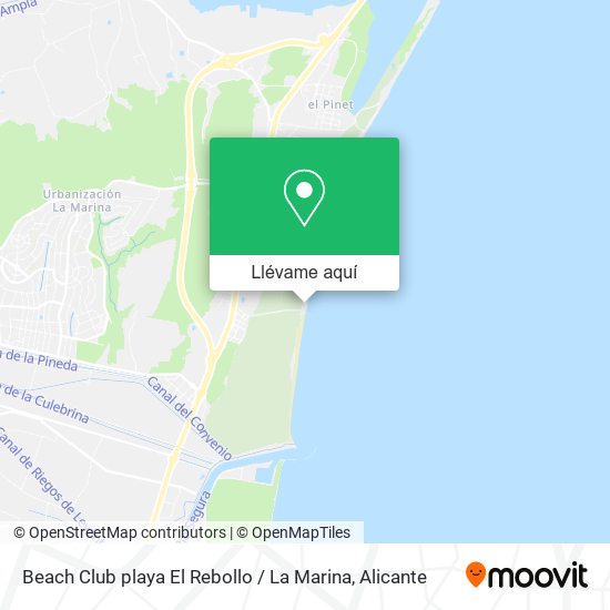 Mapa Beach Club  playa El Rebollo / La Marina