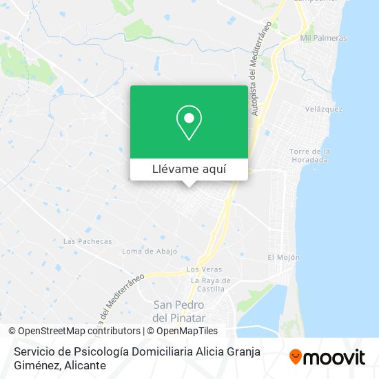 Mapa Servicio de Psicología Domiciliaria Alicia Granja Giménez