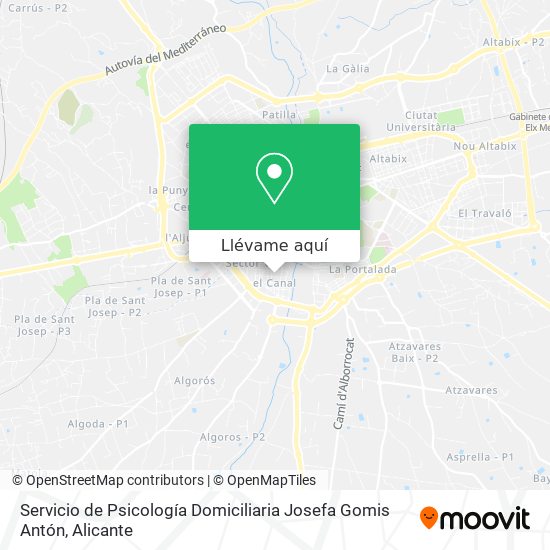 Mapa Servicio de Psicología Domiciliaria Josefa Gomis Antón