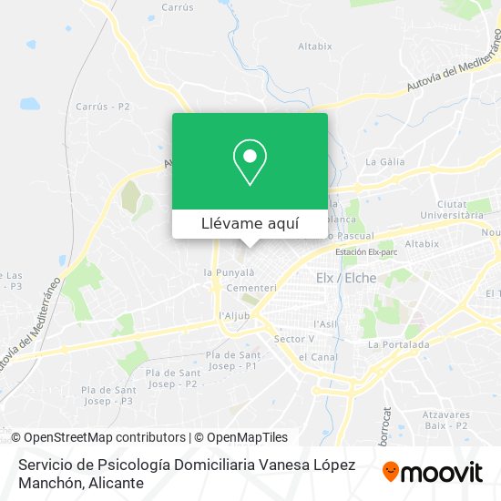Mapa Servicio de Psicología Domiciliaria Vanesa López Manchón
