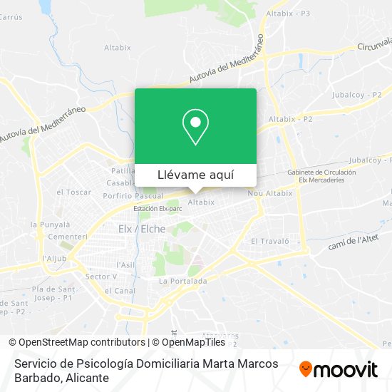 Mapa Servicio de Psicología Domiciliaria Marta Marcos Barbado